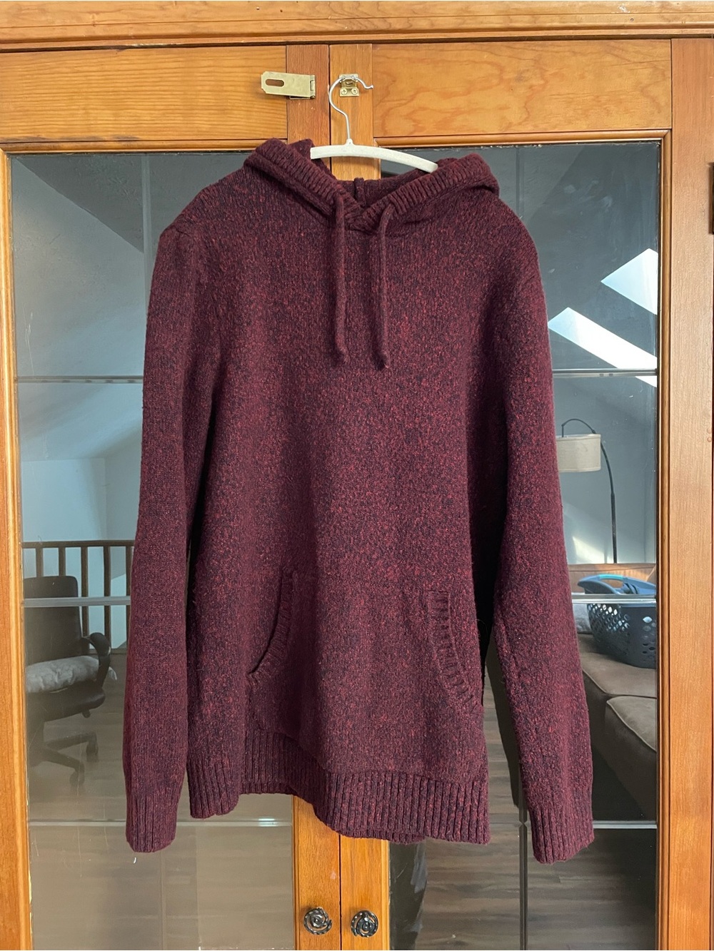 Old Navy Maroon Knit Hoodie Sweater
